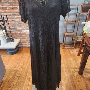Vintage 90s black lace maxi dress